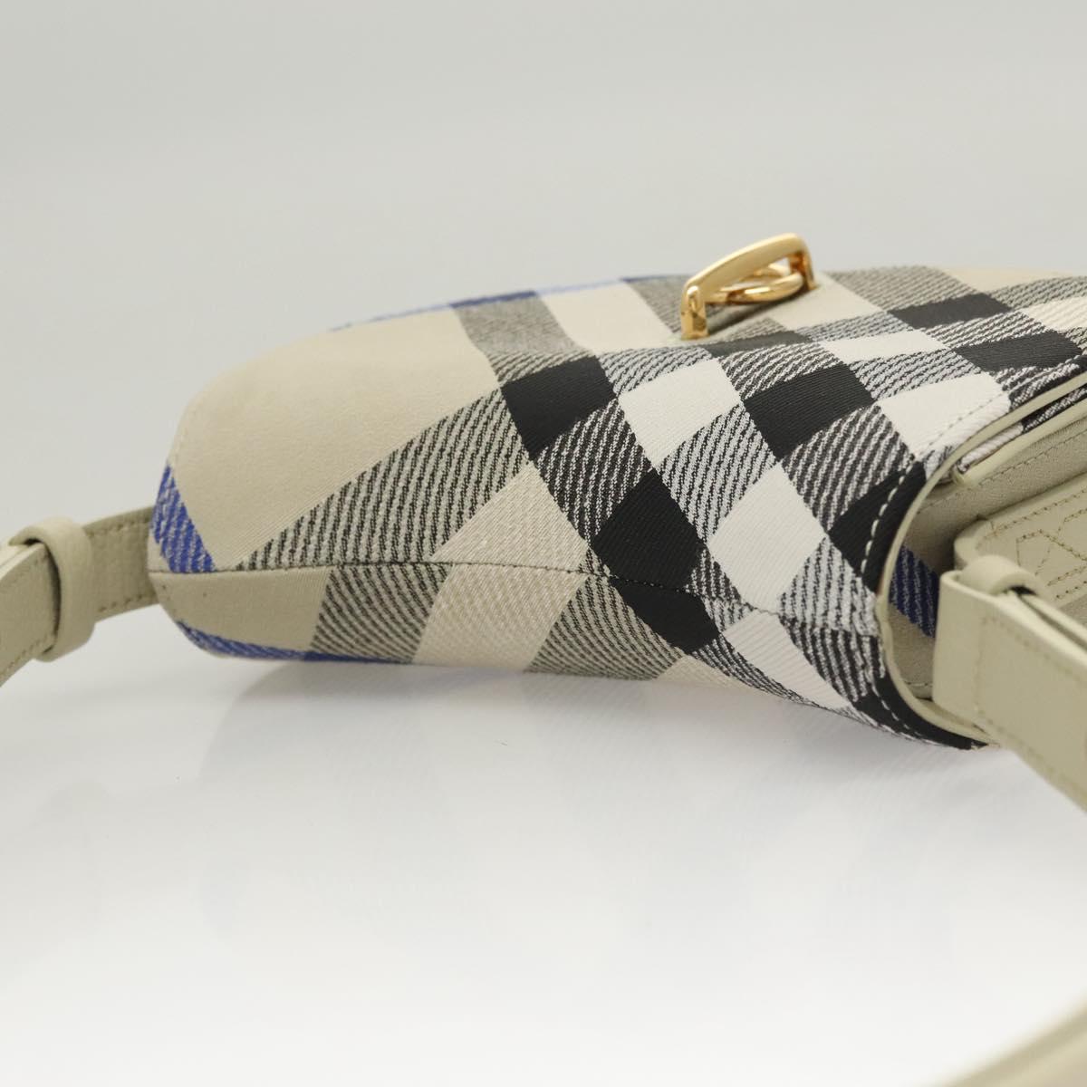 BURBERRY Nova Check Shoulder Bag Canvas Gray Auth MY484V
