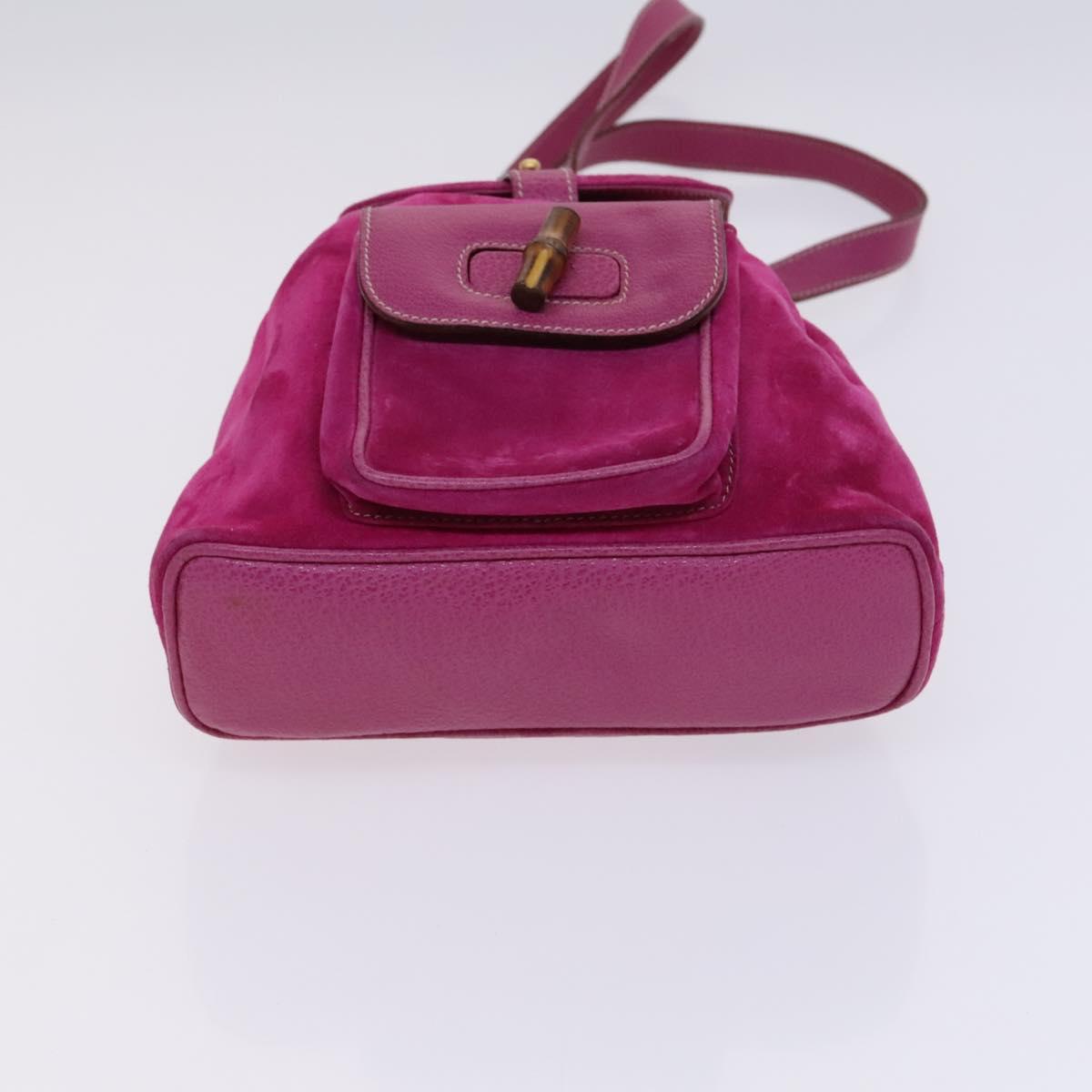 GUCCI Bamboo Backpack Suede Pink Gold 003 1705 0030 Auth nb002