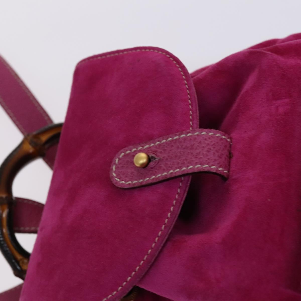 GUCCI Bamboo Backpack Suede Pink Gold 003 1705 0030 Auth nb002