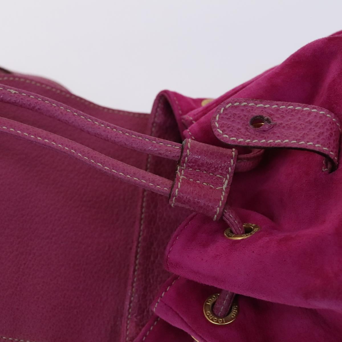 GUCCI Bamboo Backpack Suede Pink Gold 003 1705 0030 Auth nb002