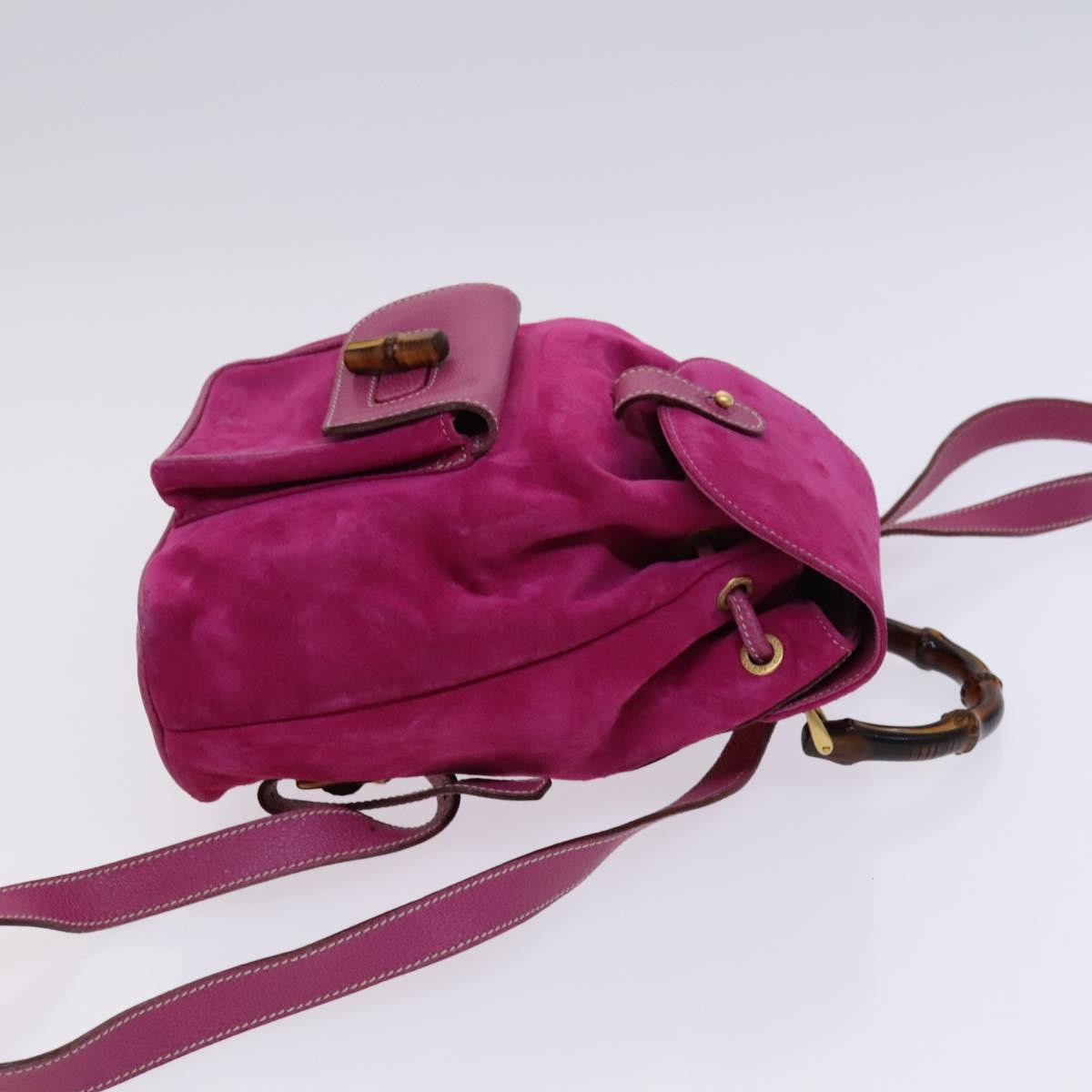 GUCCI Bamboo Backpack Suede Pink Gold 003 1705 0030 Auth nb002