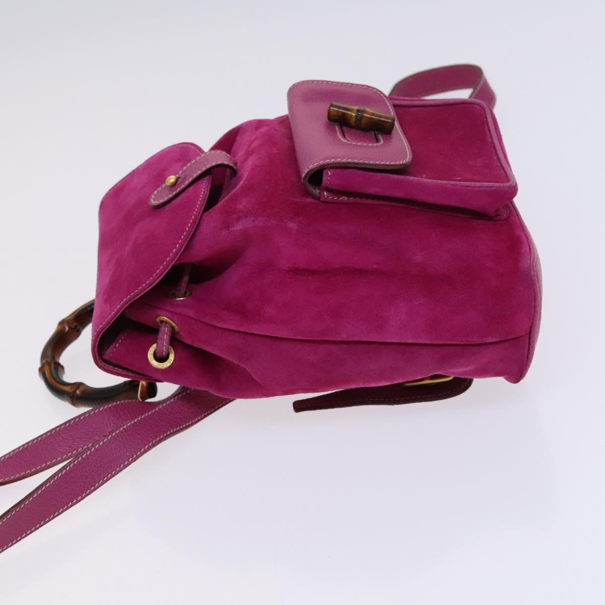 GUCCI Bamboo Backpack Suede Pink Gold 003 1705 0030 Auth nb002
