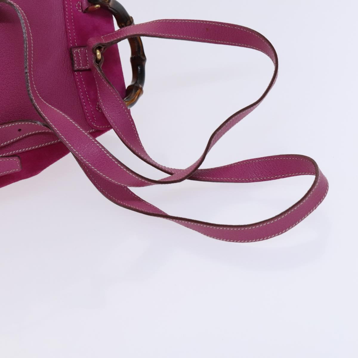 GUCCI Bamboo Backpack Suede Pink Gold 003 1705 0030 Auth nb002