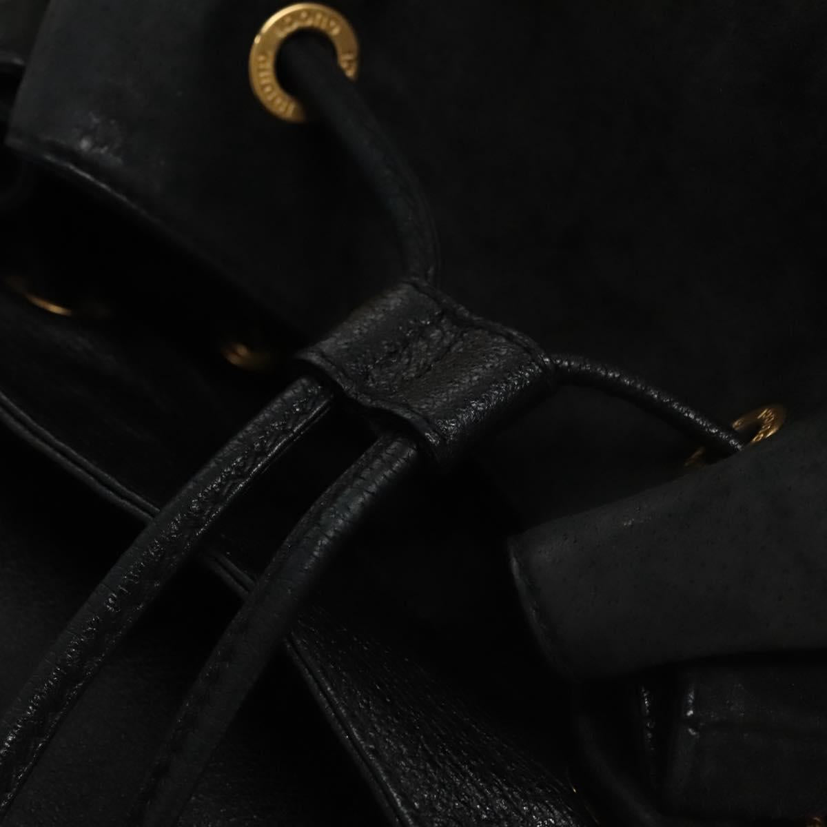 GUCCI Bamboo Backpack Suede Leather Black Gold 003 2058 0016 Auth nb010