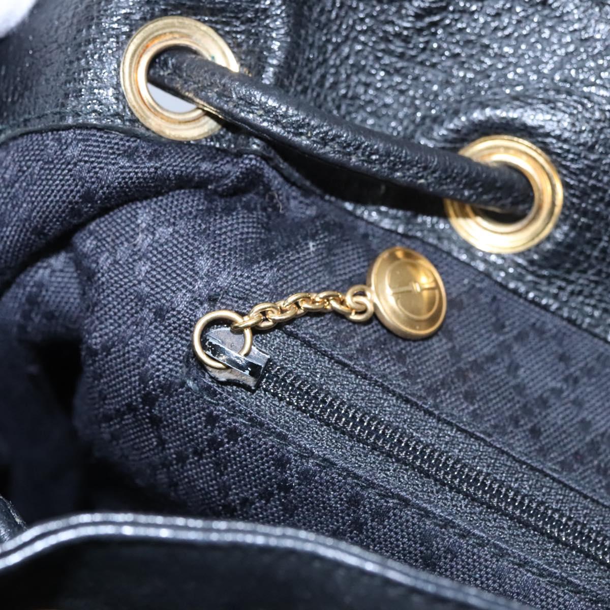 GUCCI Bamboo Backpack Suede Leather Black Gold 003 2058 0016 Auth nb010