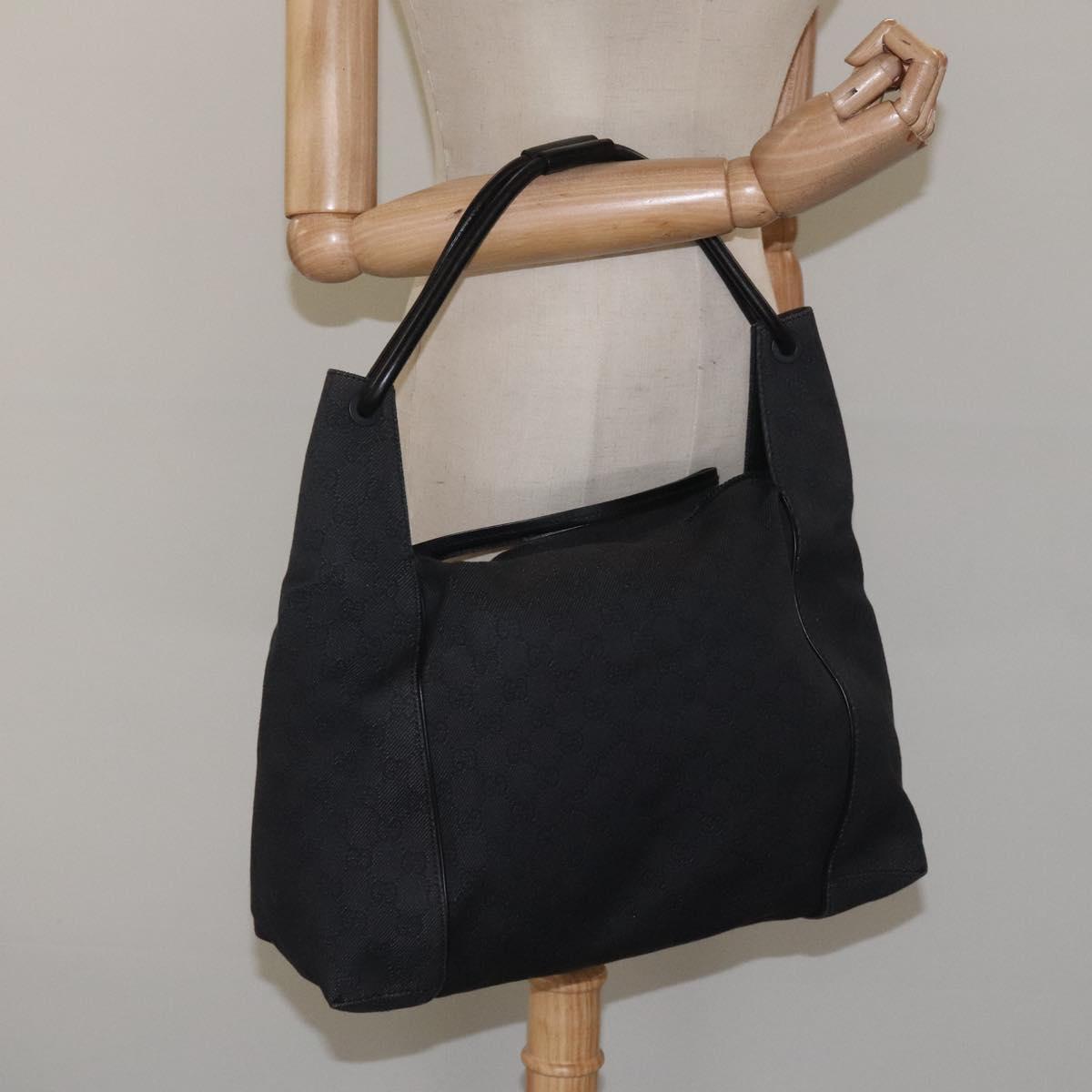 GUCCI GG Canvas Shoulder Bag Black 101292 Auth nb011