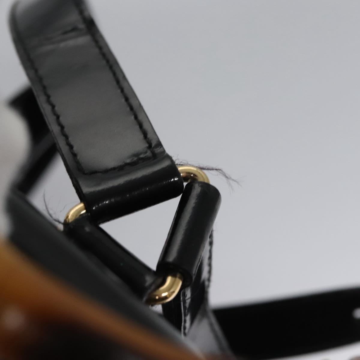 GUCCI Bamboo Backpack Patent leather Black 003 2058 0030 Auth nb014