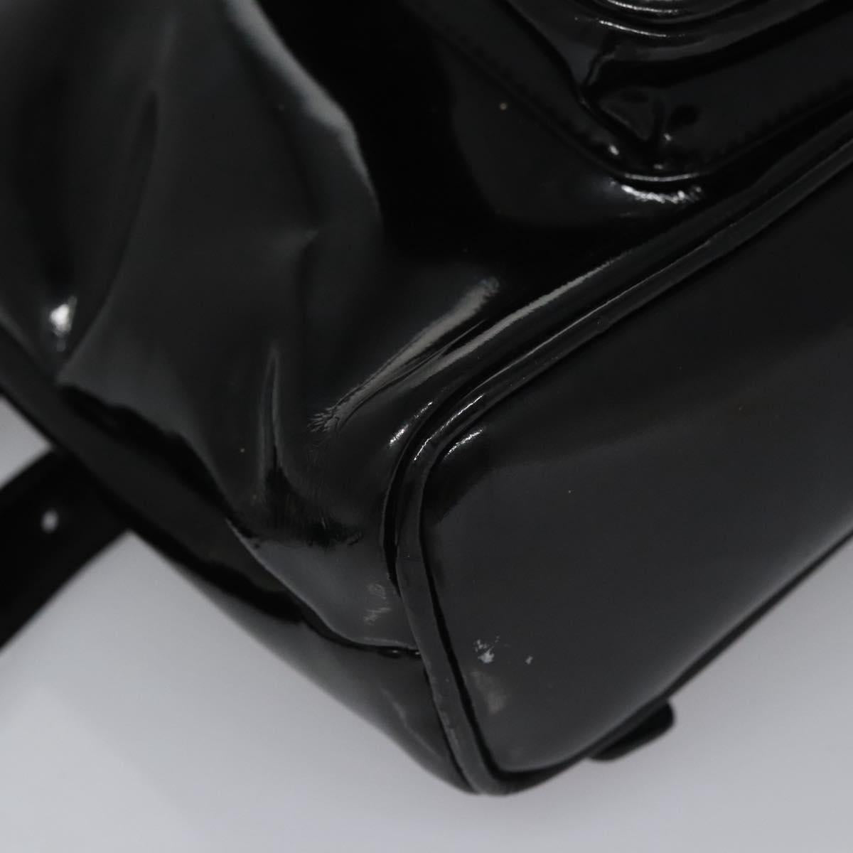 GUCCI Bamboo Backpack Patent leather Black 003 2058 0030 Auth nb014