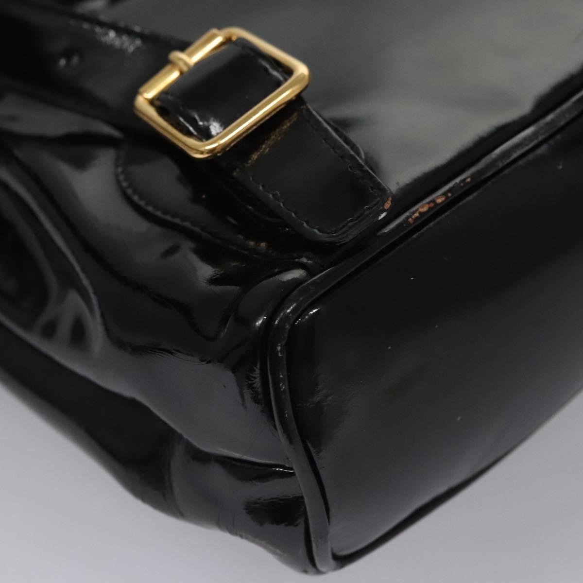 GUCCI Bamboo Backpack Patent leather Black 003 2058 0030 Auth nb014
