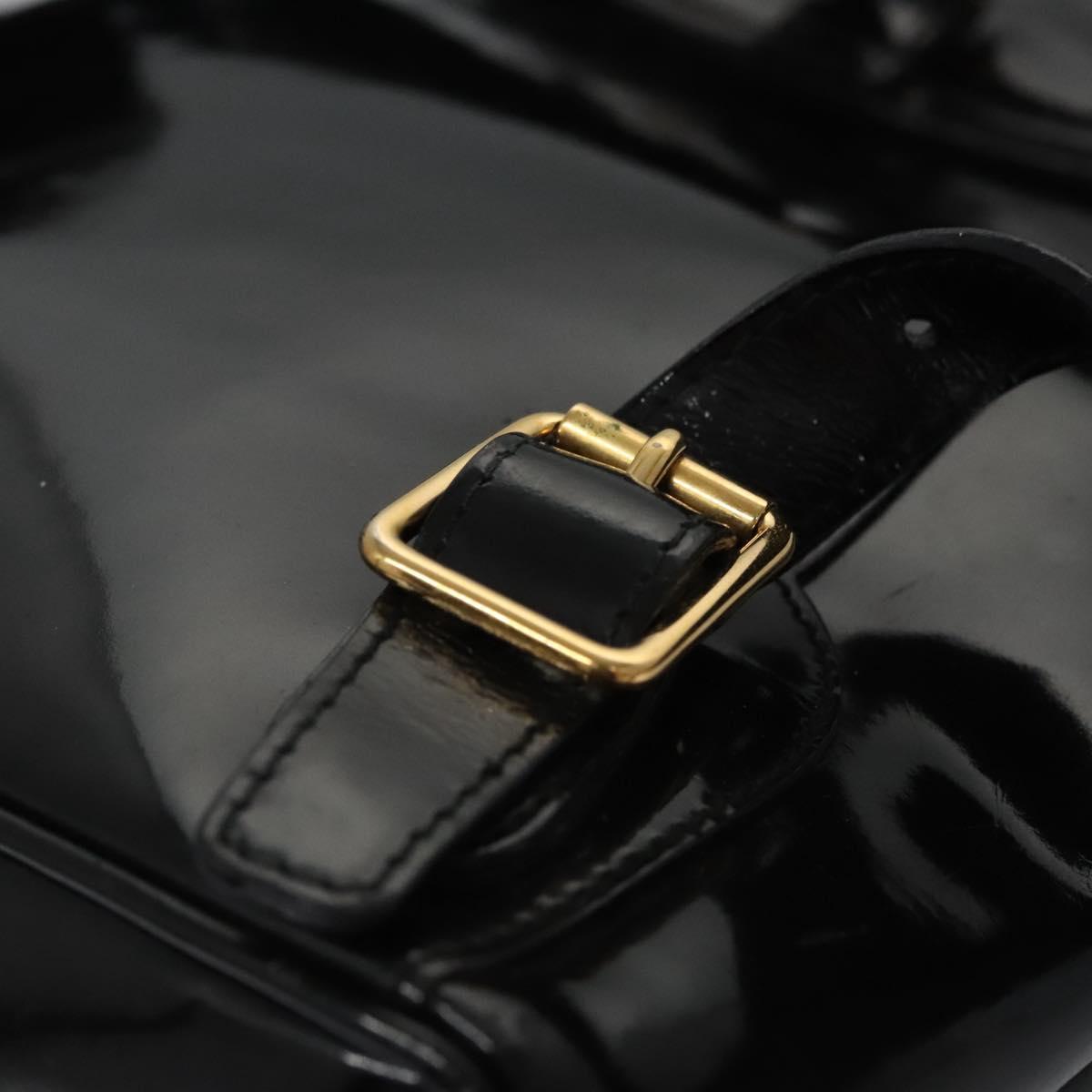 GUCCI Bamboo Backpack Patent leather Black 003 2058 0030 Auth nb014