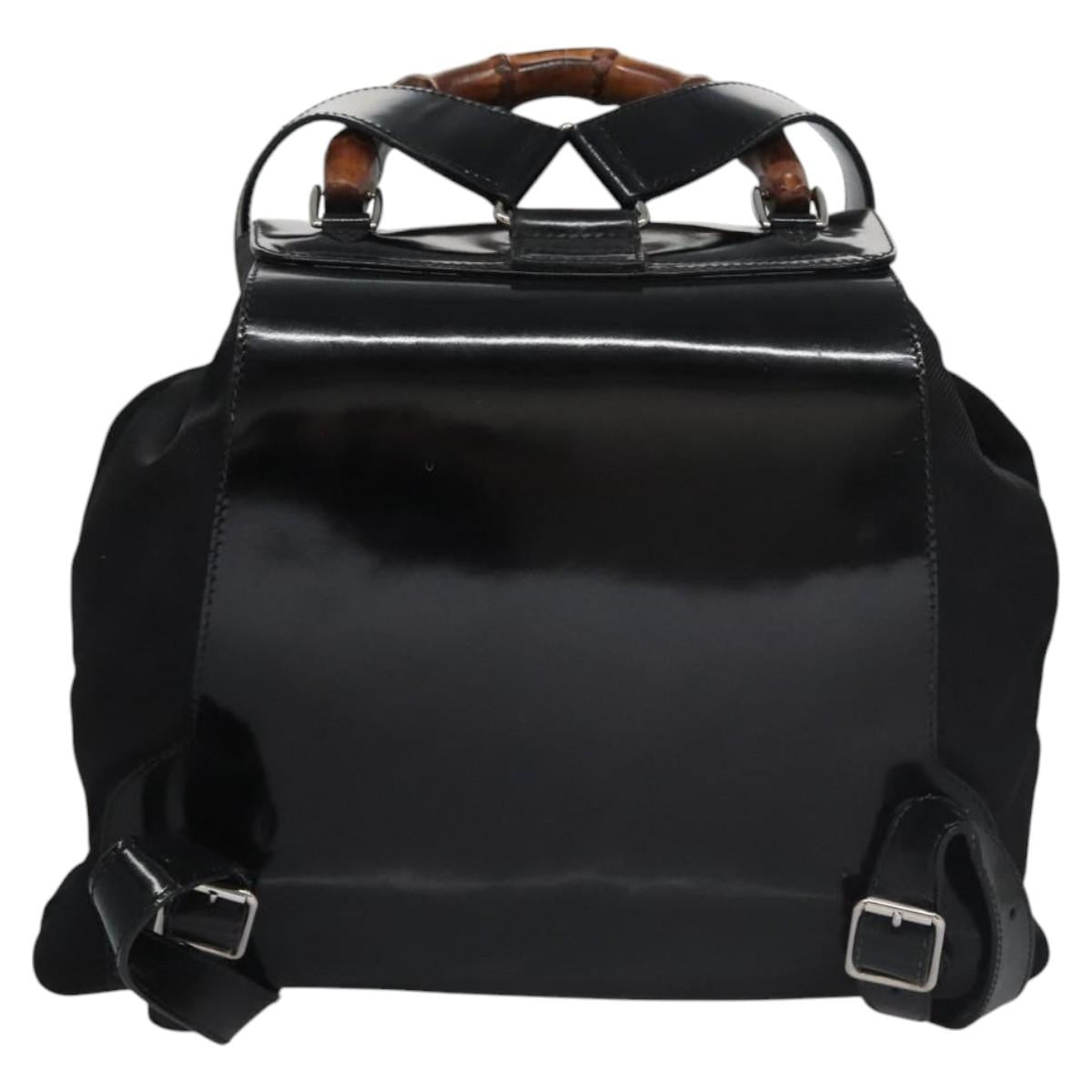 GUCCI Bamboo Backpack Patent leather Black 003 1998 0016 Auth nb024