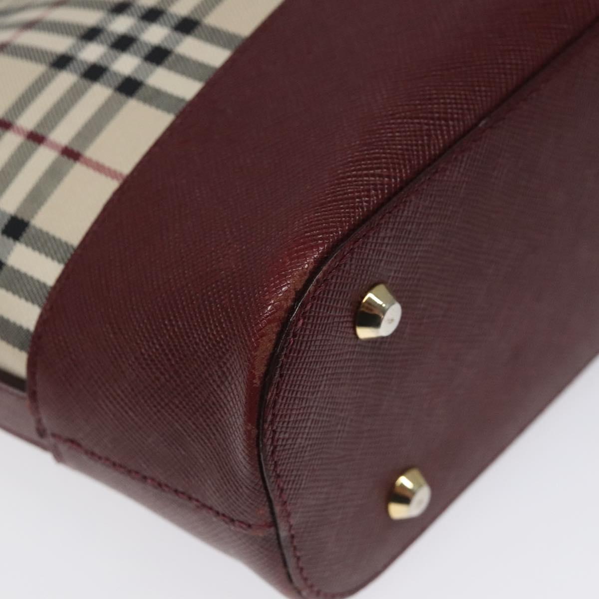 BURBERRY Nova Check Shoulder Bag Canvas Beige Gold Auth nb028