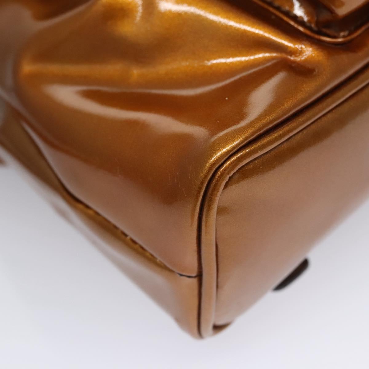GUCCI Bamboo Backpack Patent leather Bronze Gold 003 1705 0030 Auth nb030