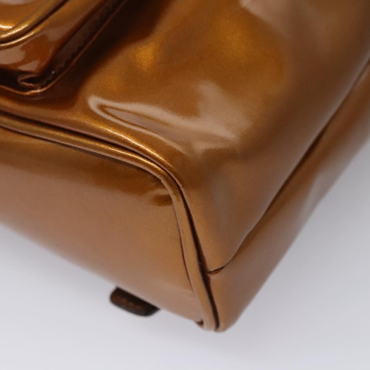 GUCCI Bamboo Backpack Patent leather Bronze Gold 003 1705 0030 Auth nb030