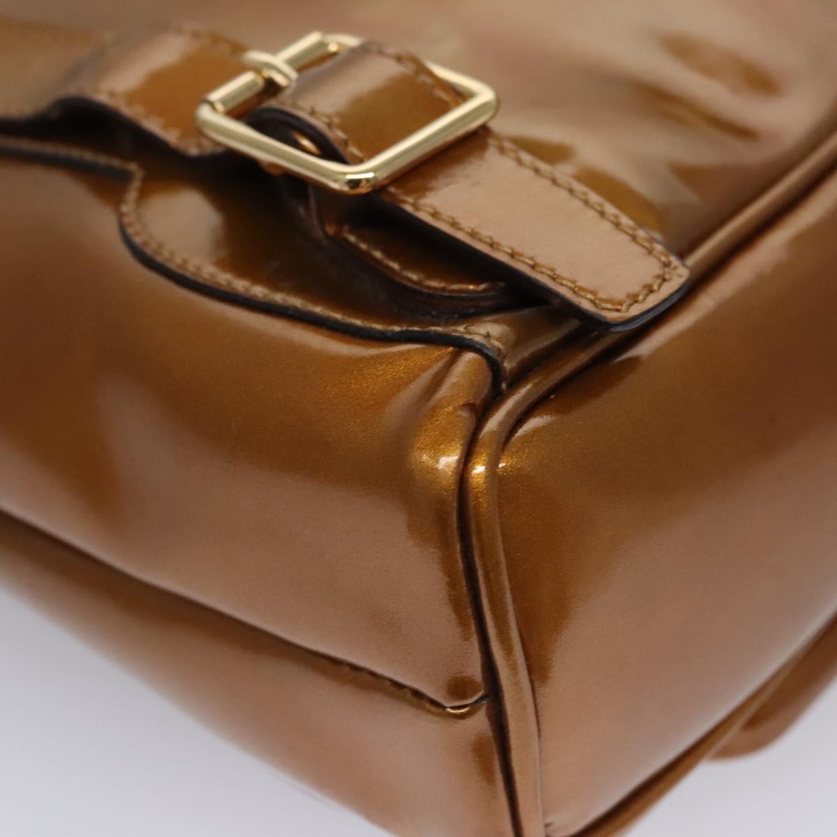 GUCCI Bamboo Backpack Patent leather Bronze Gold 003 1705 0030 Auth nb030