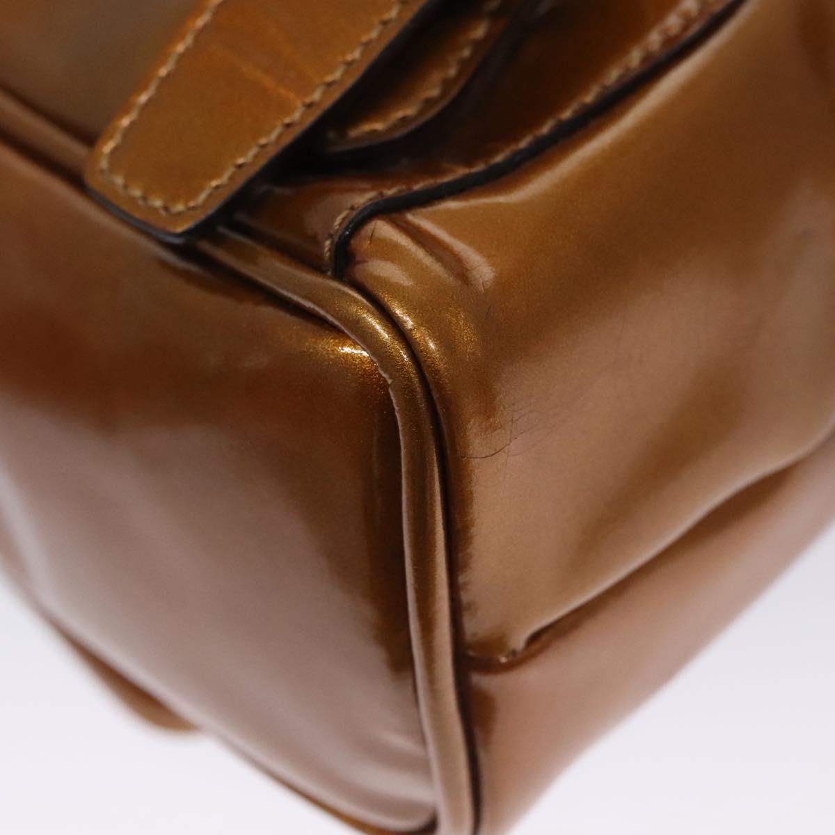 GUCCI Bamboo Backpack Patent leather Bronze Gold 003 1705 0030 Auth nb030