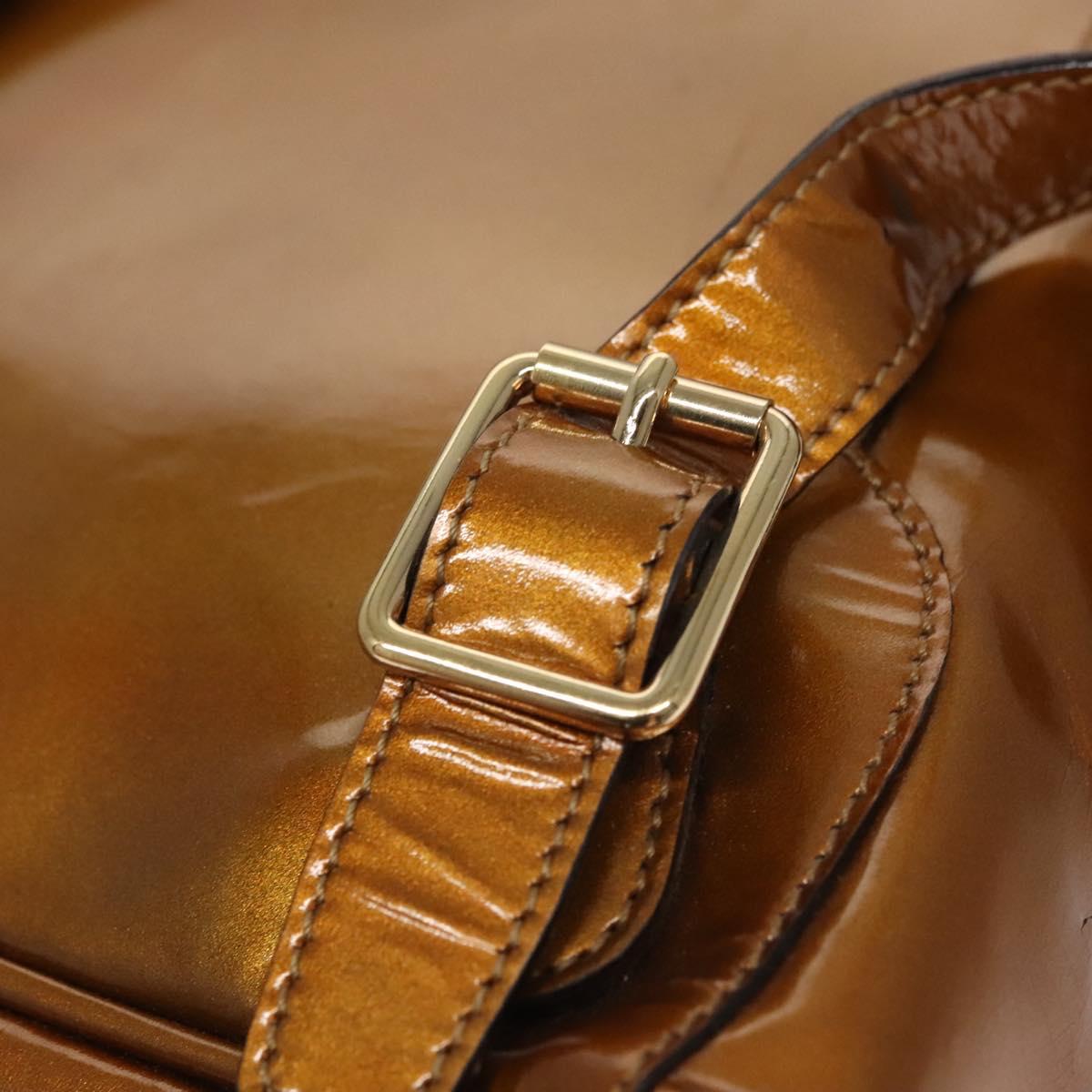 GUCCI Bamboo Backpack Patent leather Bronze Gold 003 1705 0030 Auth nb030