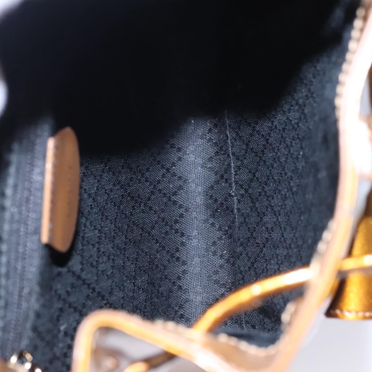 GUCCI Bamboo Backpack Patent leather Bronze Gold 003 1705 0030 Auth nb030