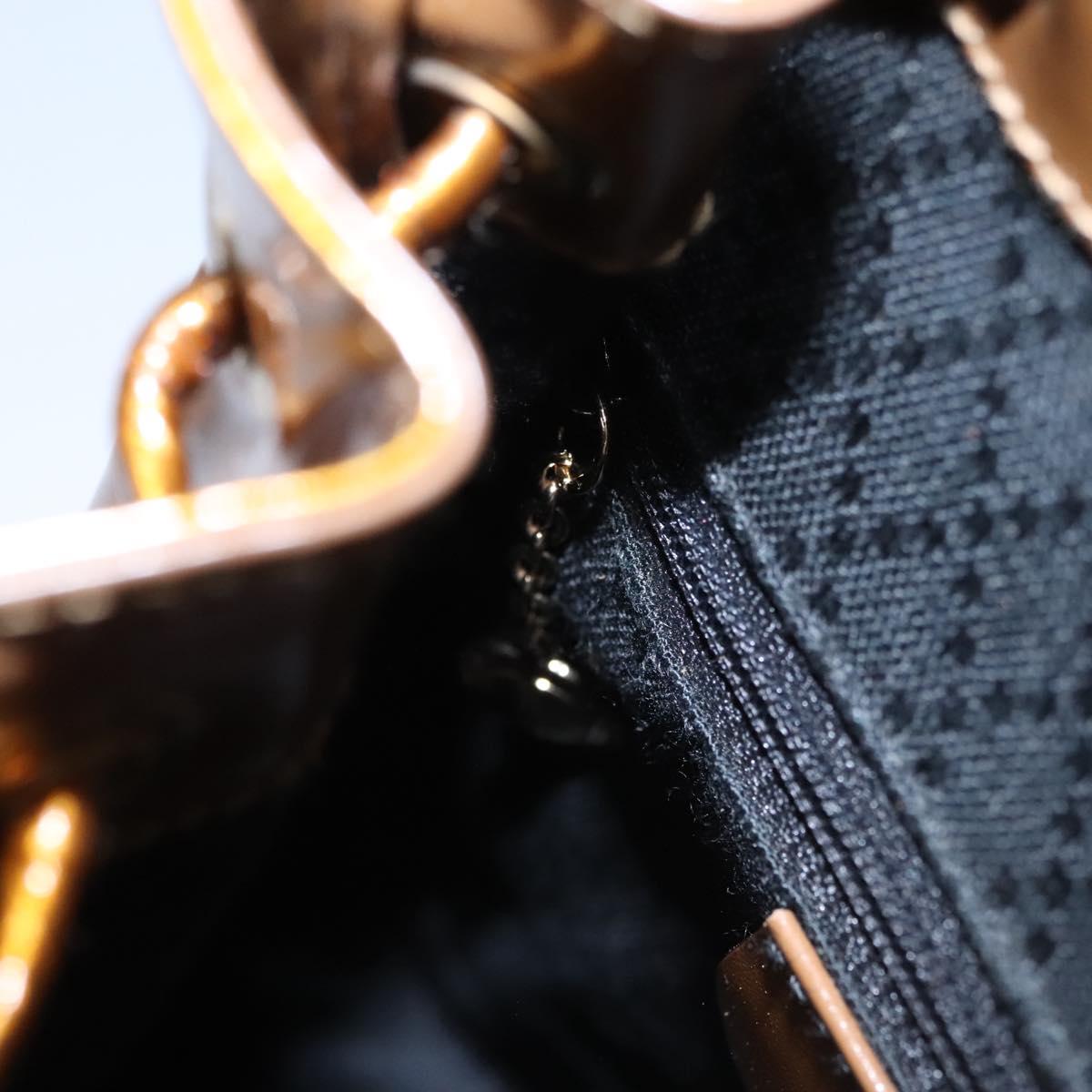 GUCCI Bamboo Backpack Patent leather Bronze Gold 003 1705 0030 Auth nb030