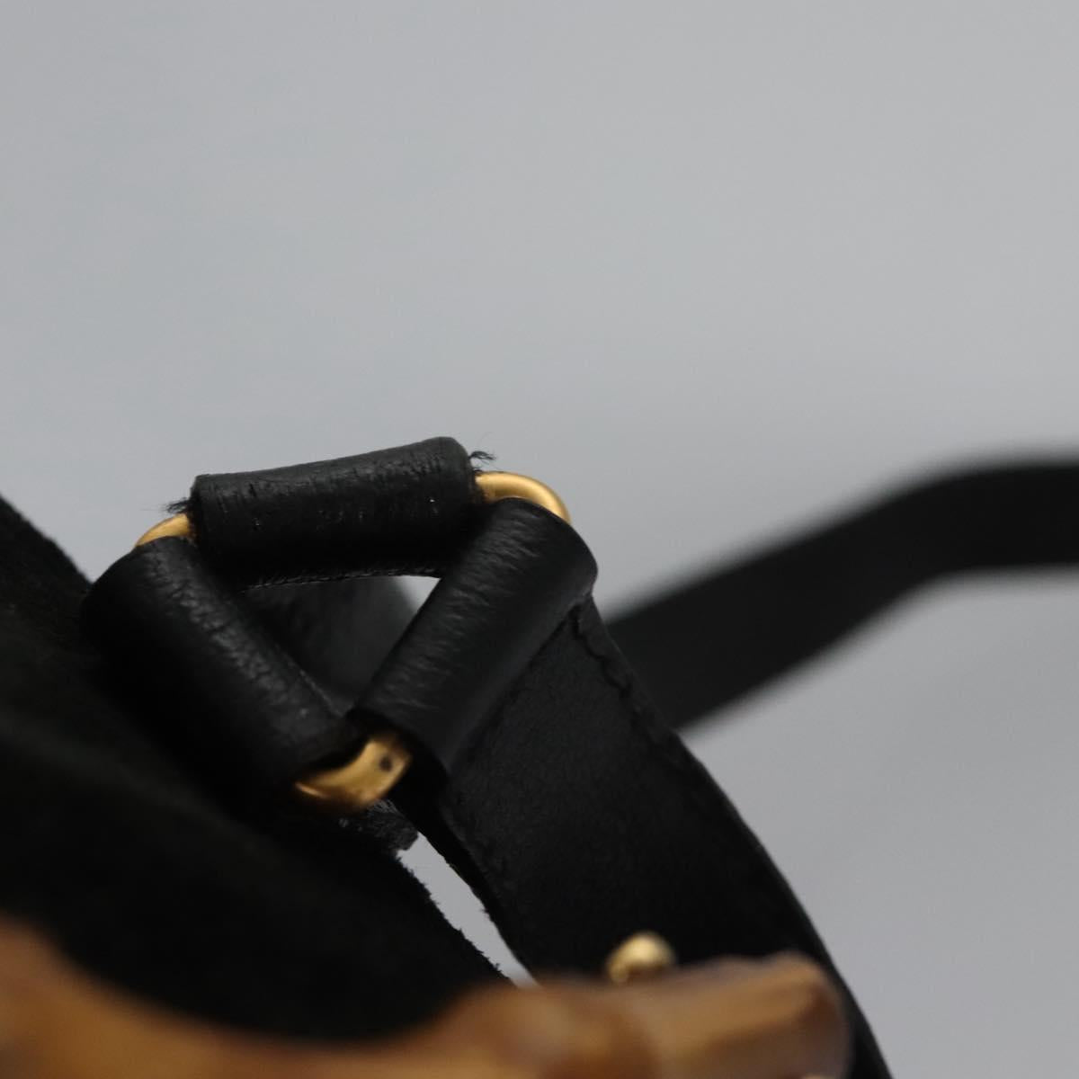 GUCCI Bamboo Backpack Suede Leather Black Gold 003 1705 0030 Auth nb031