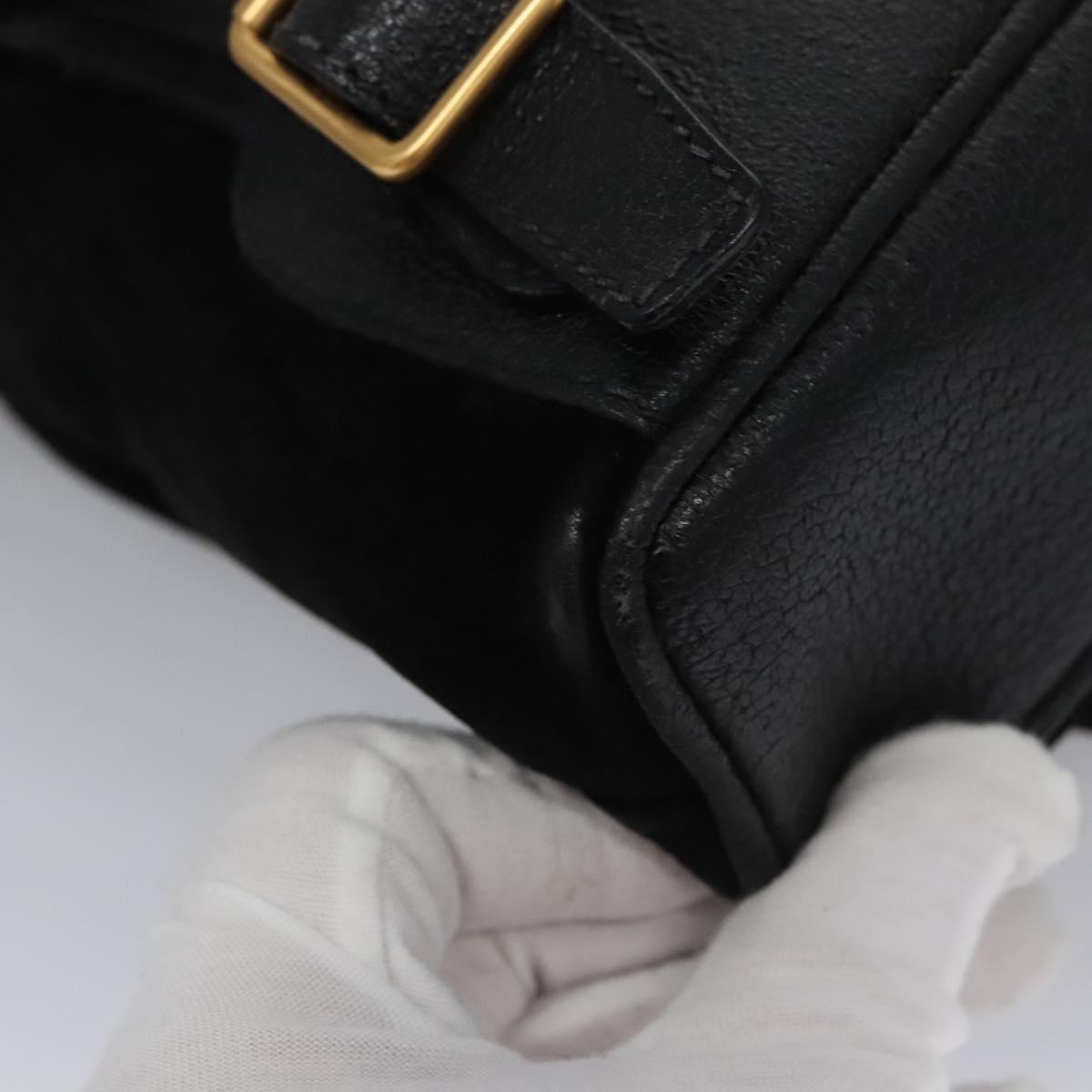 GUCCI Bamboo Backpack Suede Leather Black Gold 003 1705 0030 Auth nb031