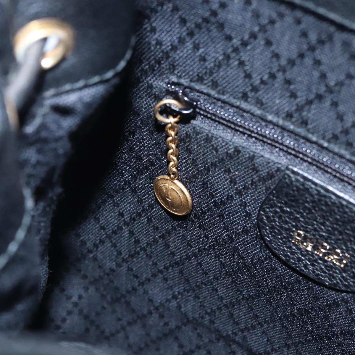 GUCCI Bamboo Backpack Suede Leather Black Gold 003 1705 0030 Auth nb031