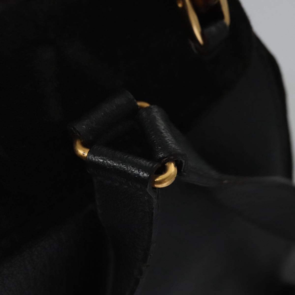 GUCCI Bamboo Backpack Suede Leather Black Gold 003 1705 0030 Auth nb031