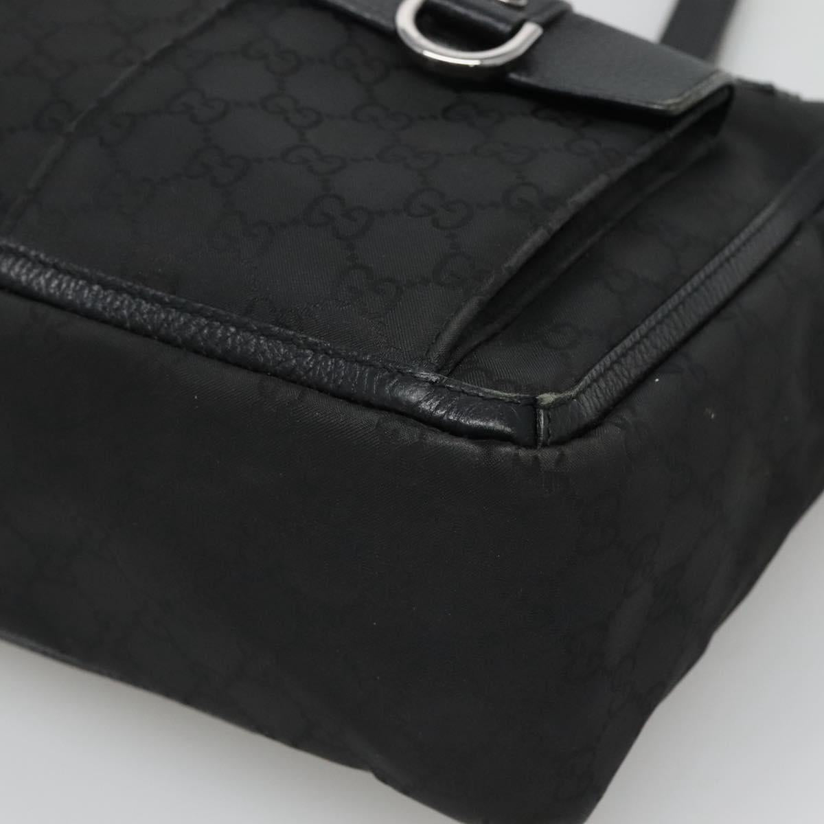 GUCCI GG Canvas Tote Bag Nylon Outlet Black Silver 268639 Auth nb032