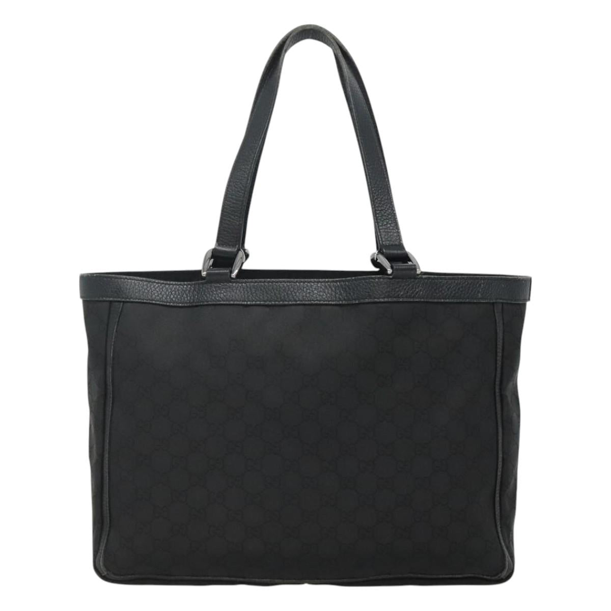 GUCCI GG Canvas Tote Bag Nylon Outlet Black Silver 268639 Auth nb032