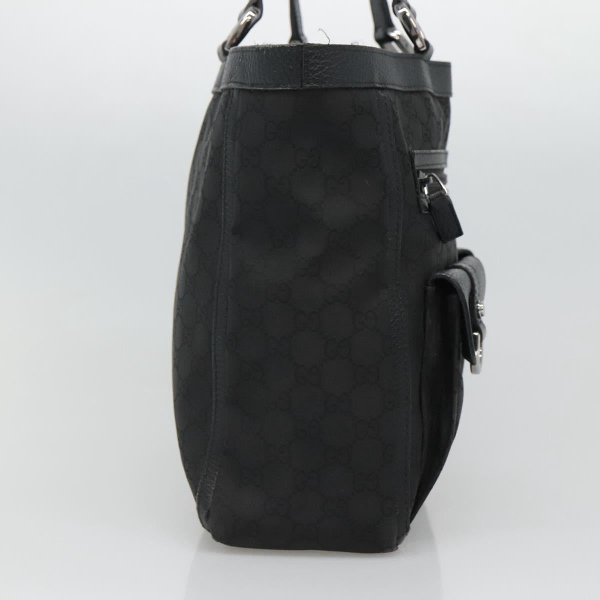 GUCCI GG Canvas Tote Bag Nylon Outlet Black Silver 268639 Auth nb032