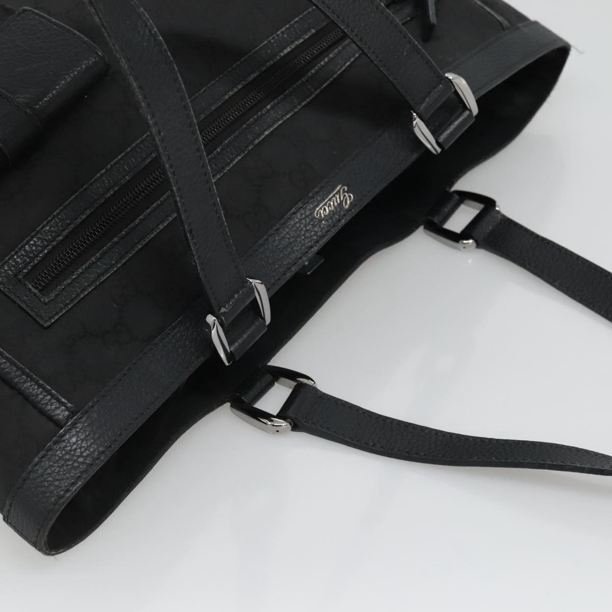 GUCCI GG Canvas Tote Bag Nylon Outlet Black Silver 268639 Auth nb032