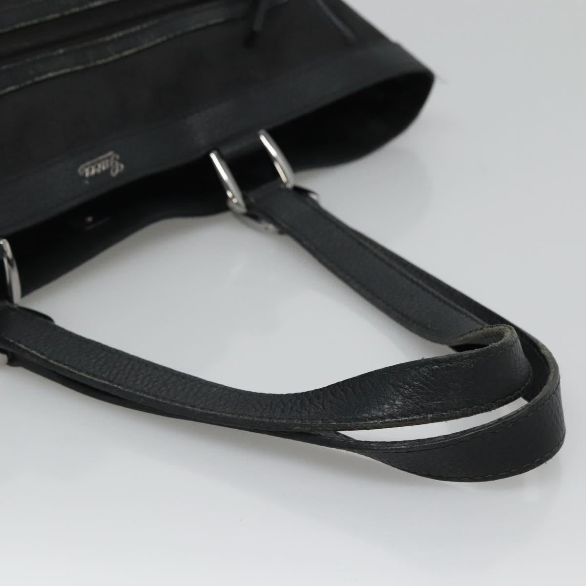 GUCCI GG Canvas Tote Bag Nylon Outlet Black Silver 268639 Auth nb032