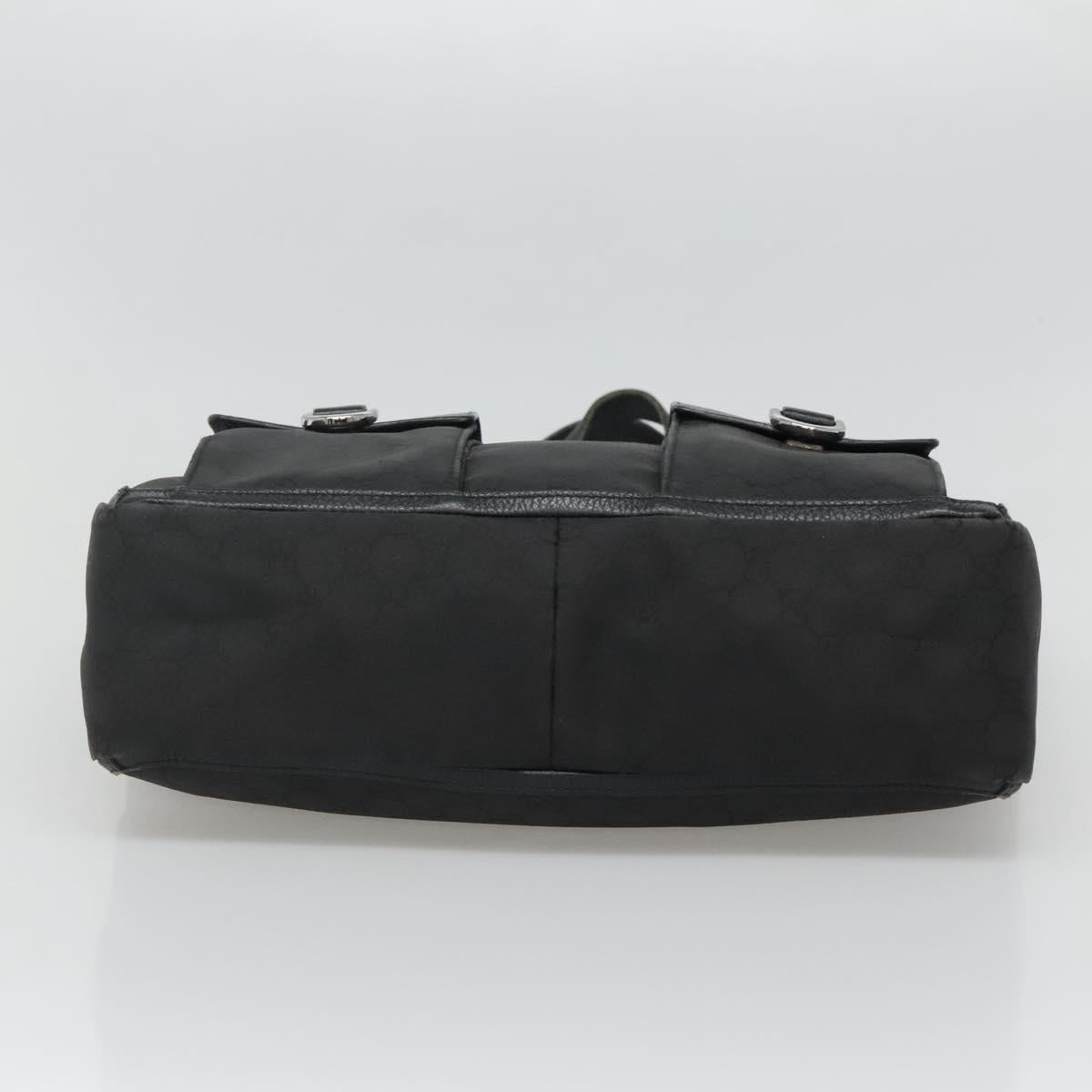 GUCCI GG Canvas Tote Bag Nylon Outlet Black Silver 268639 Auth nb032