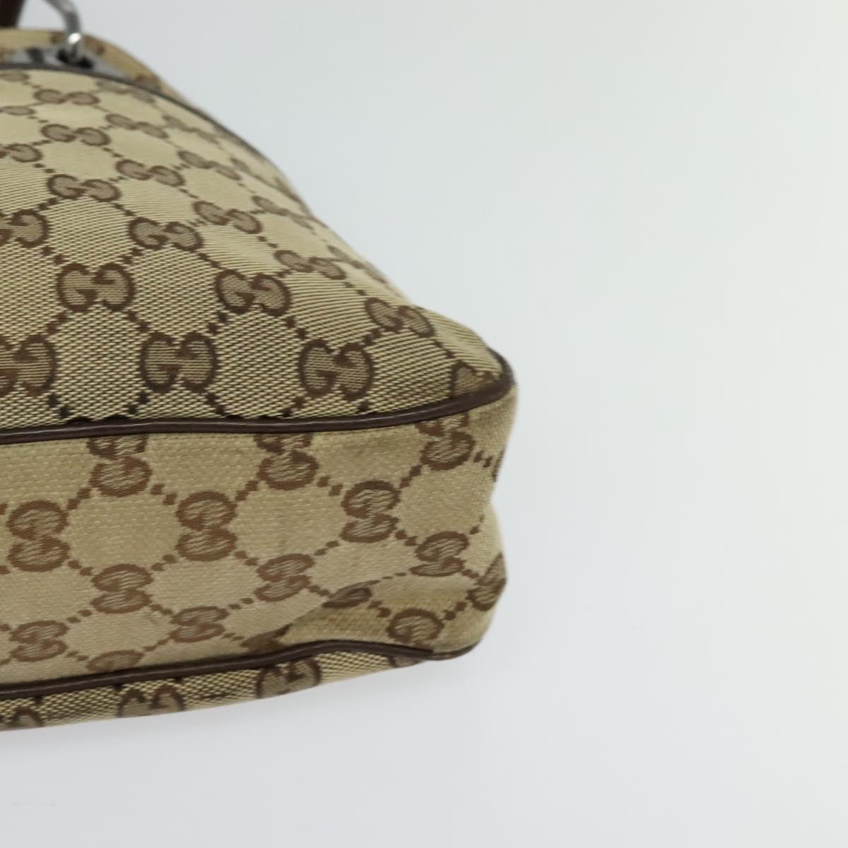 GUCCI GG Canvas Shoulder Bag Beige Silver 121023 Auth nb042