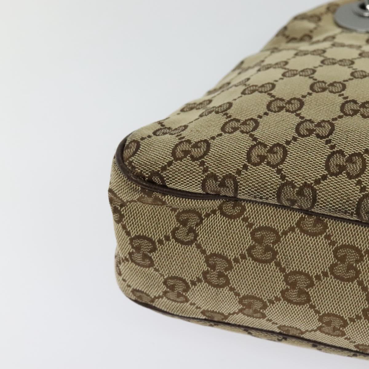 GUCCI GG Canvas Shoulder Bag Beige Silver 121023 Auth nb042