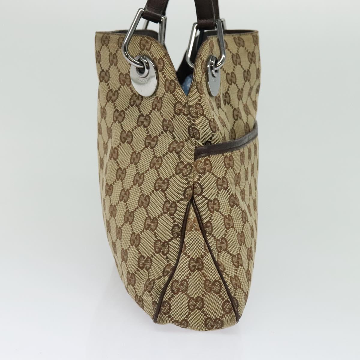 GUCCI GG Canvas Shoulder Bag Beige Silver 121023 Auth nb042