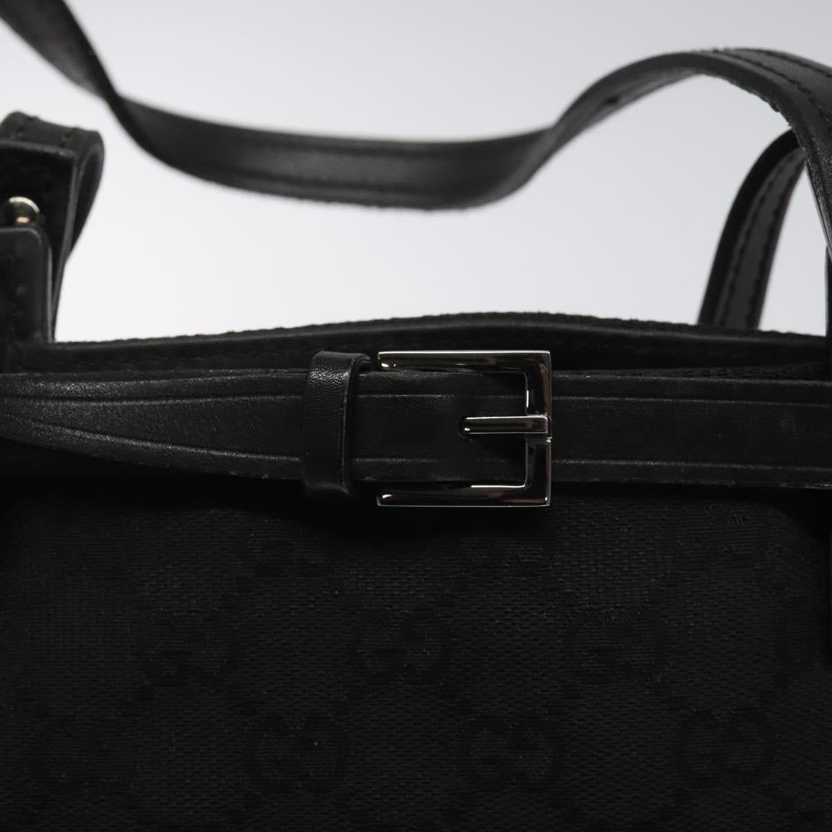 GUCCI GG Canvas Tote Bag Black Silver 107757 Auth nb044