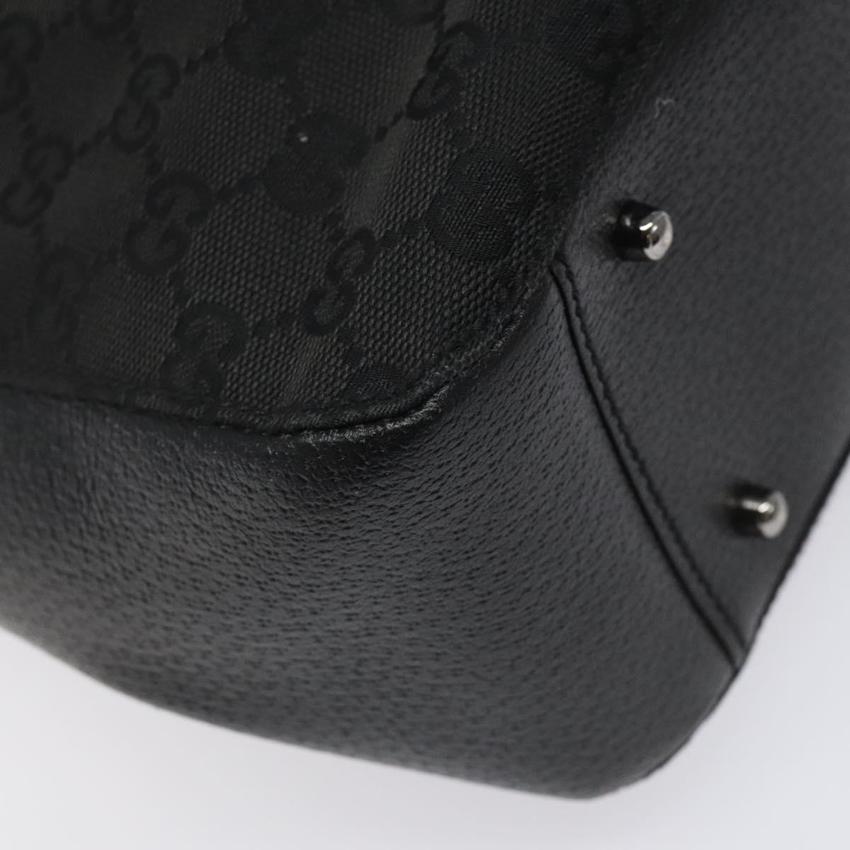 GUCCI GG Canvas Shoulder Bag Black Silver 115007 Auth nb052