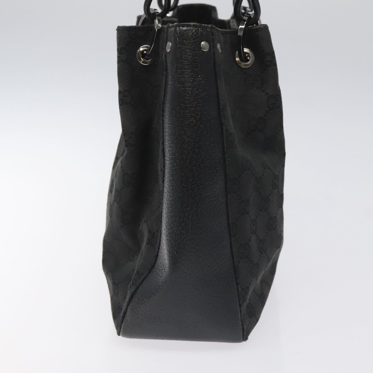 GUCCI GG Canvas Shoulder Bag Black Silver 115007 Auth nb052