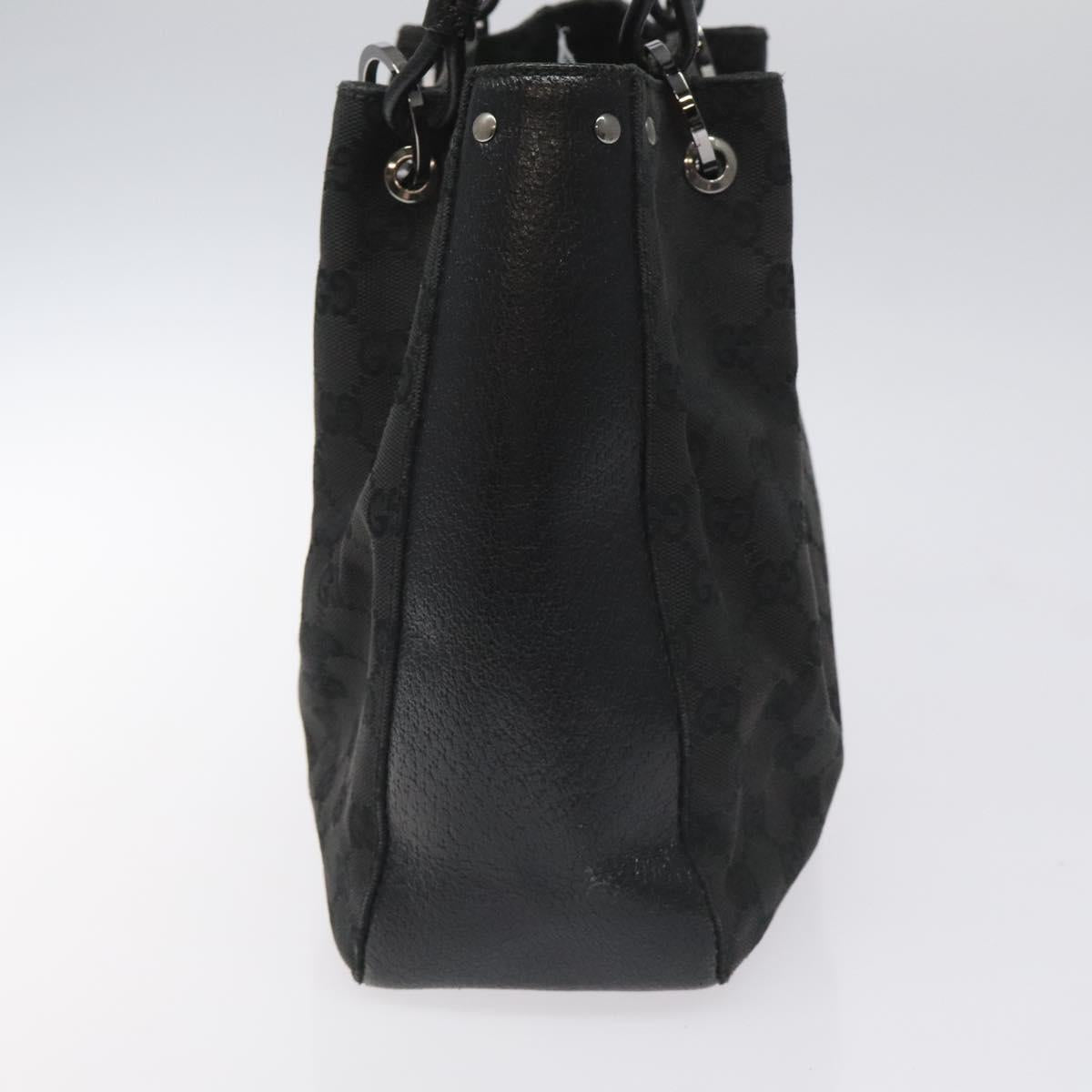 GUCCI GG Canvas Shoulder Bag Black Silver 115007 Auth nb052