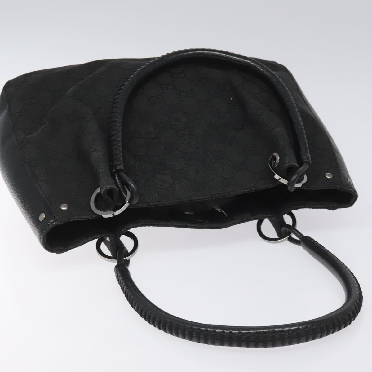 GUCCI GG Canvas Shoulder Bag Black Silver 115007 Auth nb052