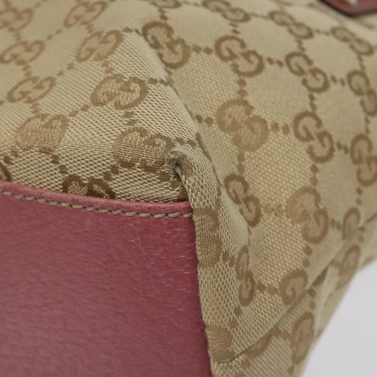 GUCCI GG Canvas Tote Bag Beige Pink Auth nb054