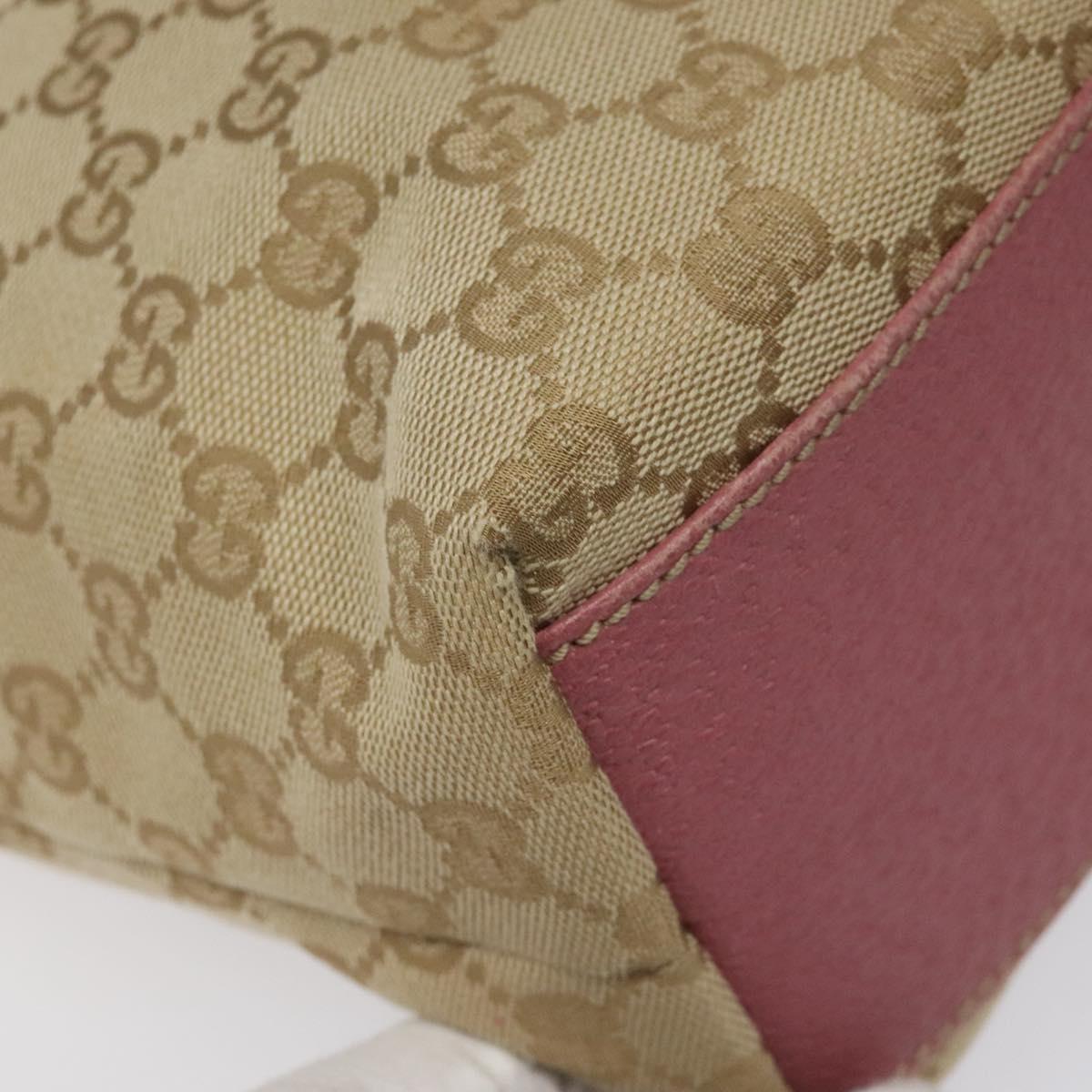 GUCCI GG Canvas Tote Bag Beige Pink Auth nb054