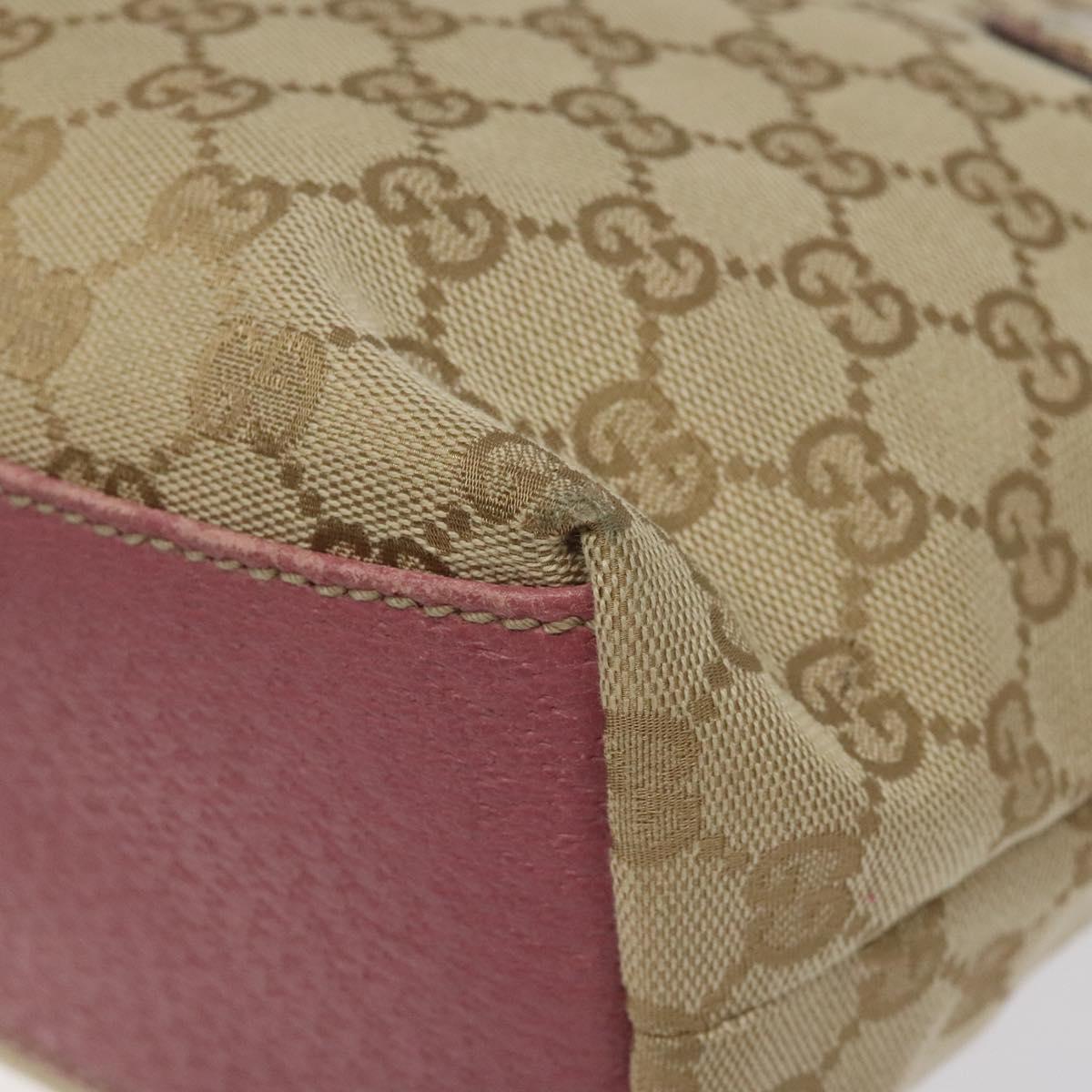 GUCCI GG Canvas Tote Bag Beige Pink Auth nb054