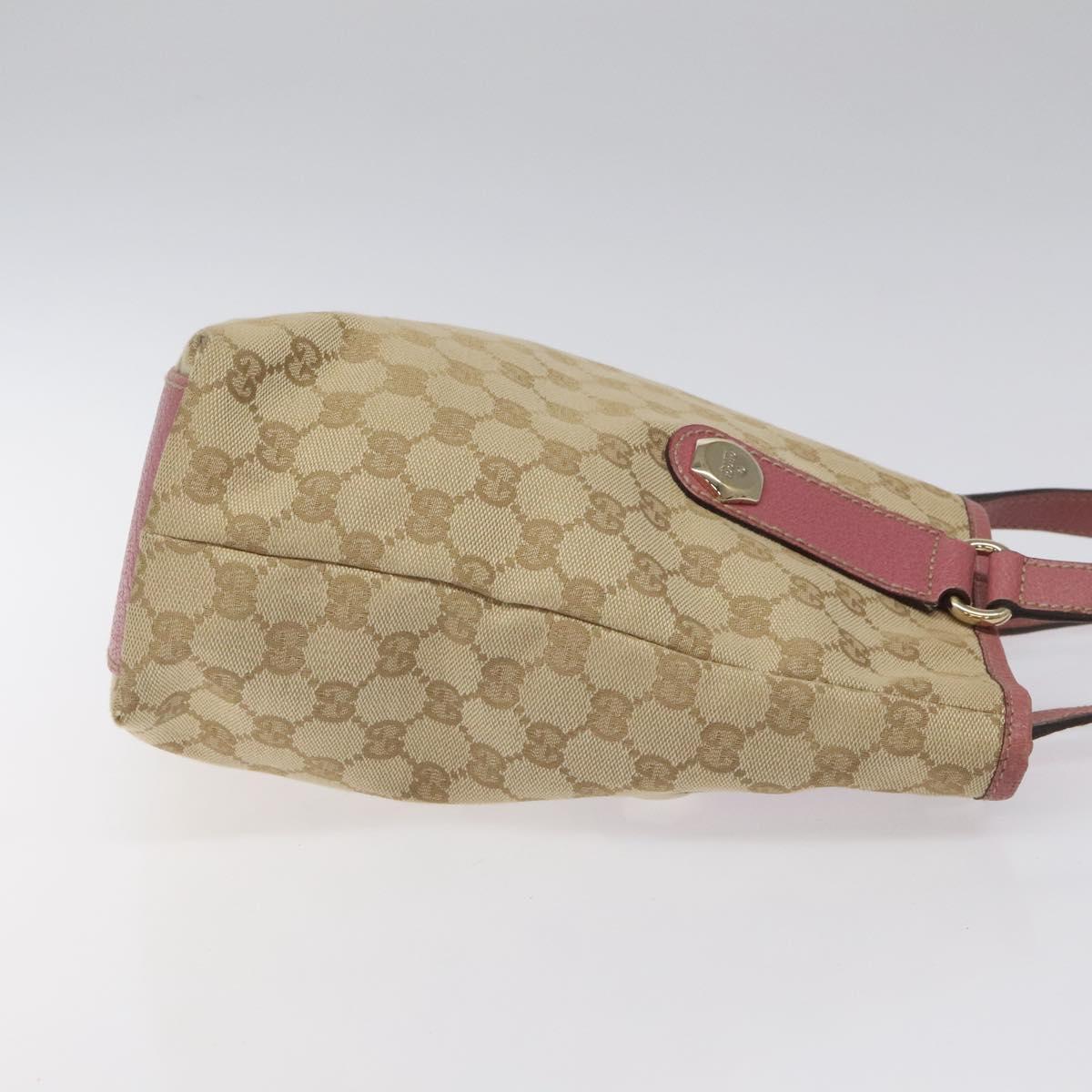 GUCCI GG Canvas Tote Bag Beige Pink Auth nb054
