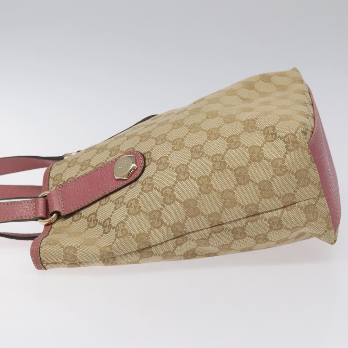 GUCCI GG Canvas Tote Bag Beige Pink Auth nb054