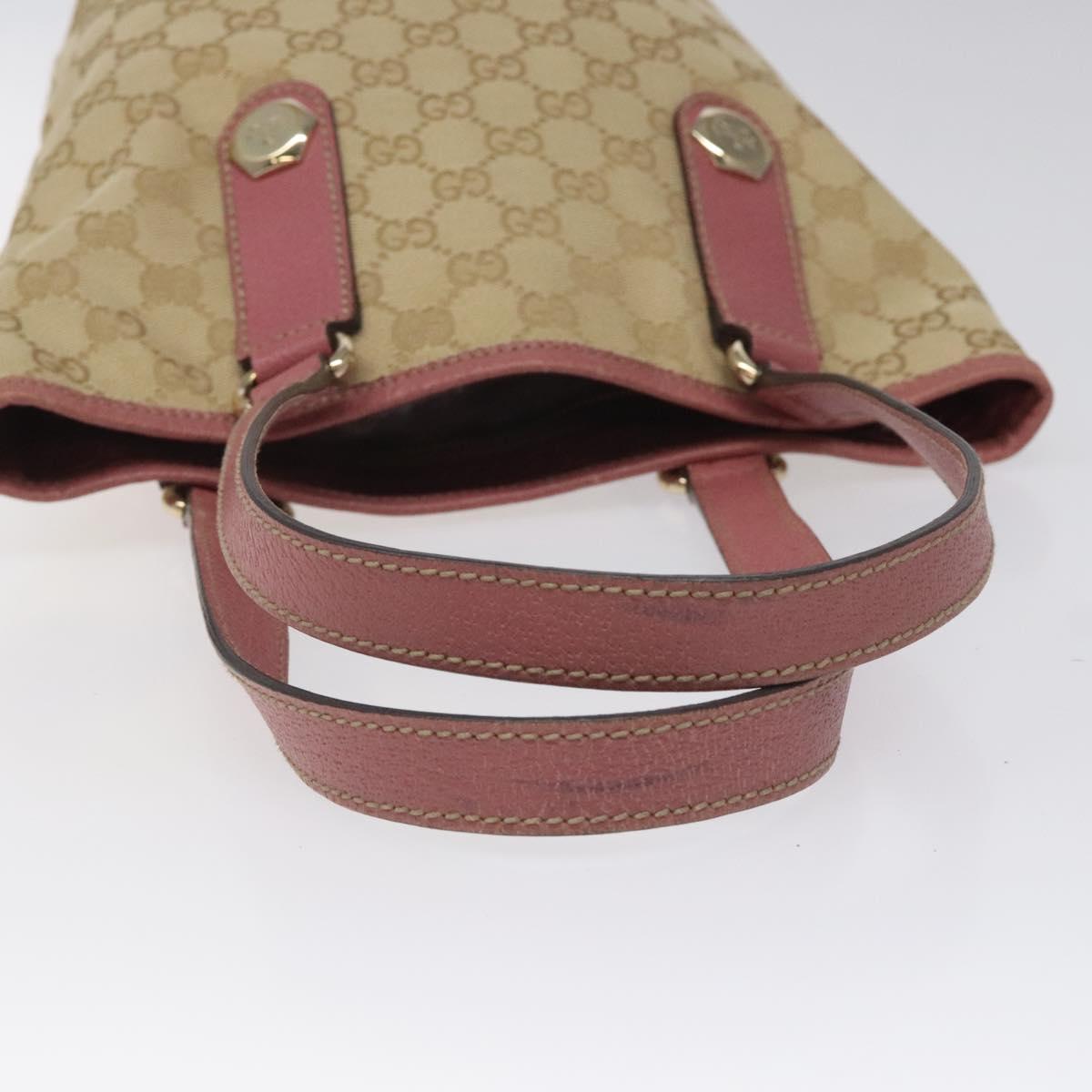 GUCCI GG Canvas Tote Bag Beige Pink Auth nb054