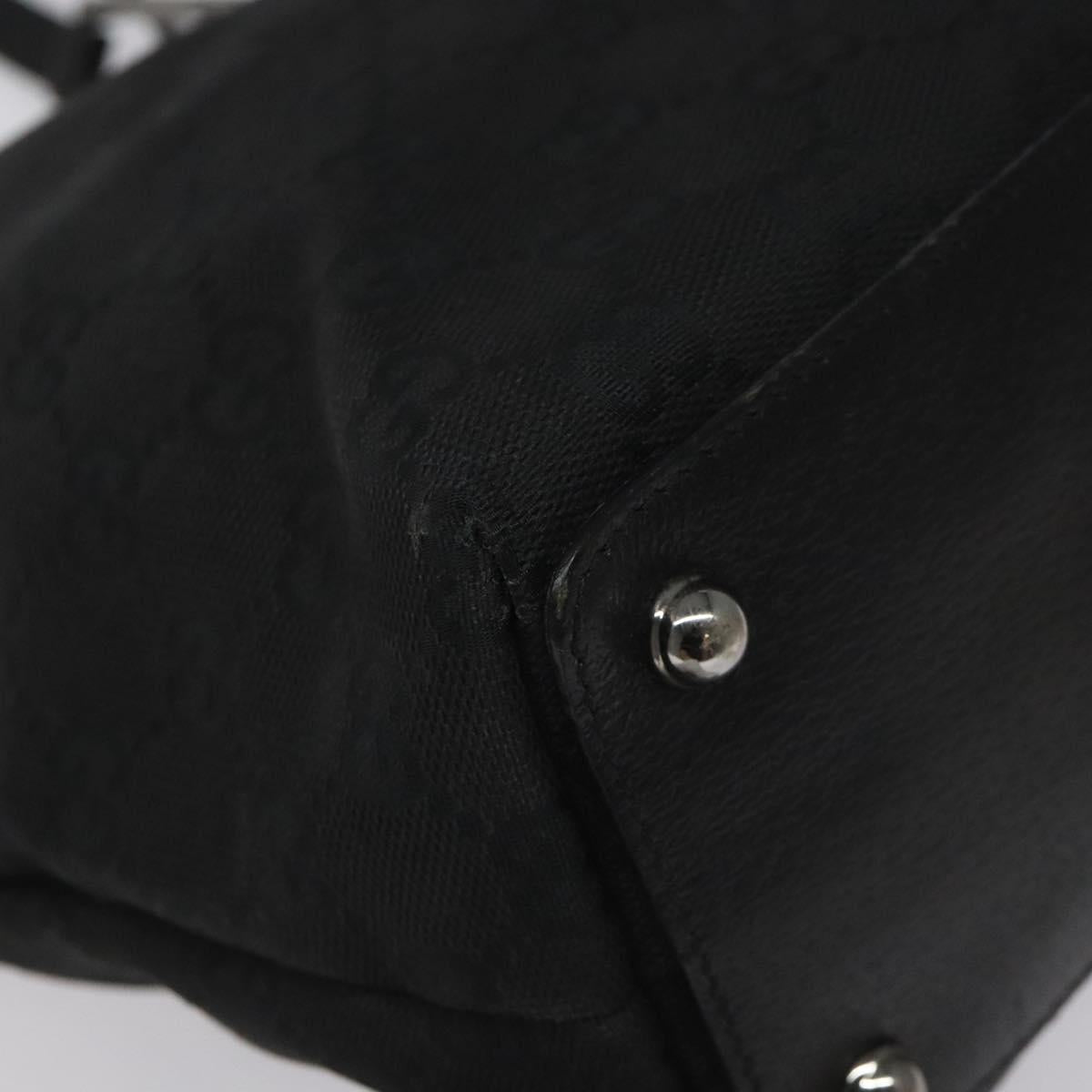 GUCCI GG Canvas Tote Bag Black Silver 120840 Auth nb060