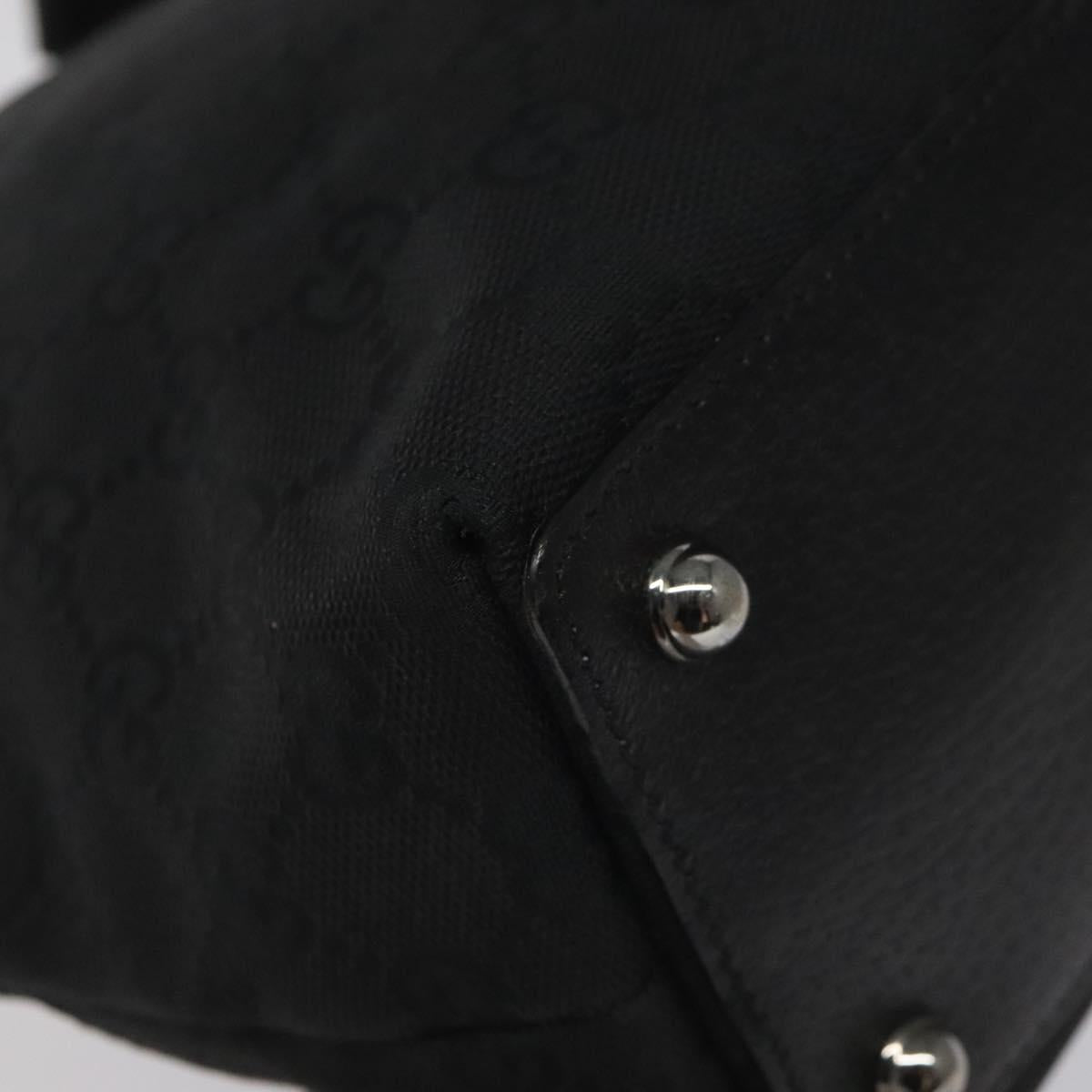 GUCCI GG Canvas Tote Bag Black Silver 120840 Auth nb060