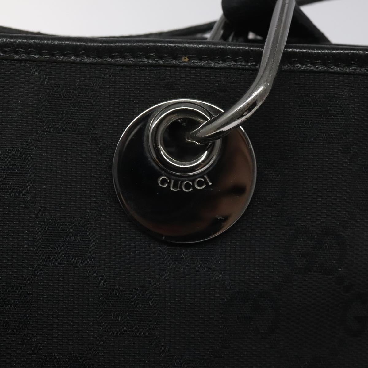 GUCCI GG Canvas Tote Bag Black Silver 120840 Auth nb060